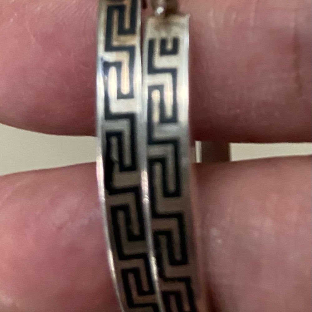 Greek Loops Sterling Silver Greek key hoop 1-1/2” diameter.